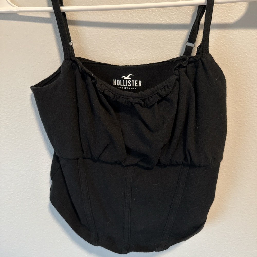 Hollister Black Ruched Ruffled Camisole